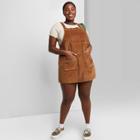 Women's Plus Size Sleeveless Cord Pinafore - Wild Fable Brown