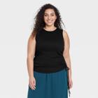Women's Plus Size Slim Fit Side-tie Ruched Top - A New Day Black