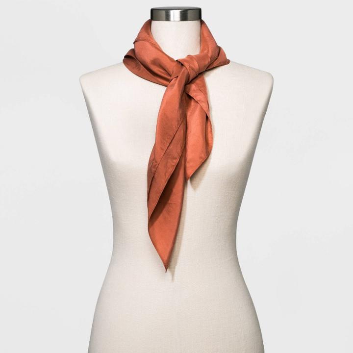 Women's Solid Print Washable Silk Scarf - Universal Thread Rust Orange