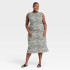 Women's Plus Size Camo Print Sleeveless Dress - Universal Thread Green