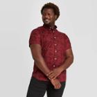Men's Big & Tall Floral Print Standard Fit Short Sleeve Poplin Button-down Shirt - Goodfellow & Co Red