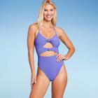 Shade & Shore Women's Double Knot Cut Out Ribbed One Piece Swimsuit - Shade &