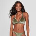 Women's Velvet Triangle Bikini Top - Xhilaration Olive D/dd Cup, Green