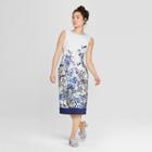 Women's Floral Print Sleeveless Scuba Midi Dress - Melonie T - Navy