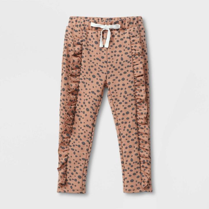 Grayson Mini Toddler Girls' Leopard Ruffle Jogger Pants - Brown