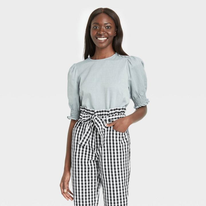 Women's Puff Elbow Sleeve Blouse - Who What Wear Blue