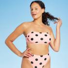 Juniors' Bandeau Bikini Top - Xhilaration Blush Pink Polka Dot D/dd Cup