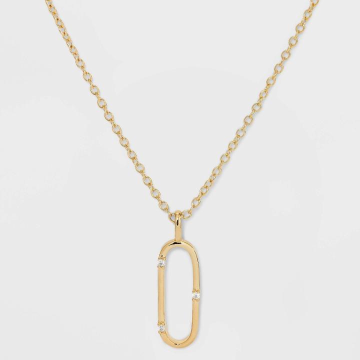 Gold Over Silver Plated Cubic Zirconia 'o' Initial Pendant Necklace - A New Day Gold