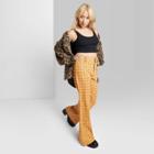 Women's High-rise Editor Flare Pants - Wild Fable Dark Gold Plaid