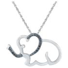 Target 1/20 Ct. T.w. Round Black Diamond Prong Set Elephant Pendant In Sterling Silver, Girl's, White