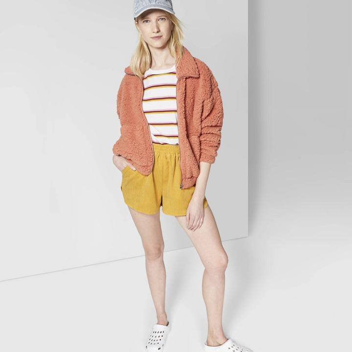 Women's High-rise Corduroy Pull On Shorts - Wild Fable Yellow