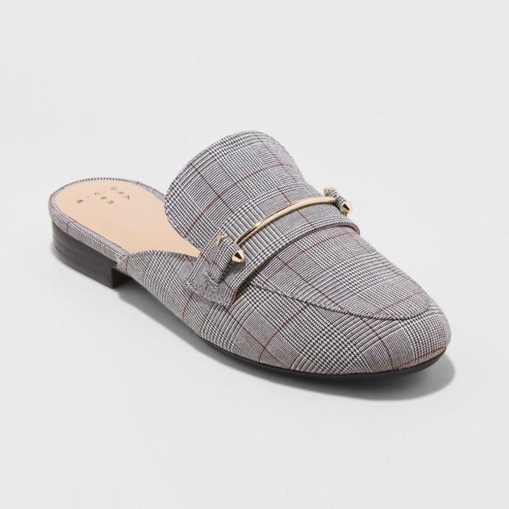 Target Women's Remy Plaid Backless Loafers - A New Day Gray