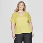Women's Plus Size Cap Sleeve V-neck Dolman T-shirt - Prologue Yellow