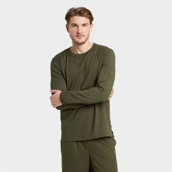 Men's Long Sleeve Performance T-shirt - All In Motion Olive S, Men's, Size: