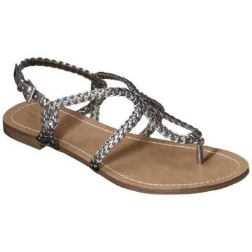 Women's Merona Emily Braided Strap Gladiator Sandal - Pewter