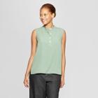 Women's Sleeveless Collared Button Front Blouse - Prologue Green