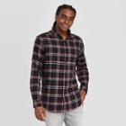 Men's Standard Fit Long Sleeve 1-pocket Flannel Button-down Collared Shirt - Goodfellow & Co Black