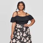 Women's Plus Size Off The Shoulder Ruffle Knit Tank Top - Who What Wear Black X