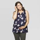 Maternity Floral Print Sleeveless Scoop Neck Blouse - Isabel Maternity By Ingrid & Isabel Navy Xl, Women's, Blue