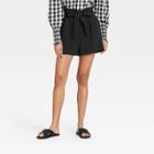 Women's High-rise Paperbag Shorts - A New Day Black