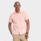 Men's Short Sleeve Woven Novelty Button-down Shirt - Goodfellow & Co Pink
