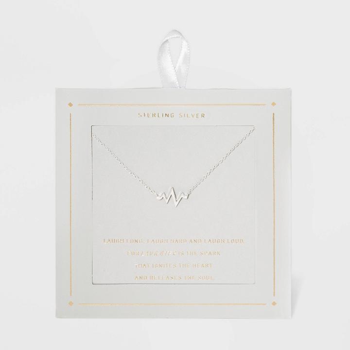 Distributed By Target Sterling Silver Heart Beat Necklace -