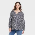 Long Sleeve Ruffle Maternity Top - Isabel Maternity By Ingrid & Isabel Navy Blue Floral