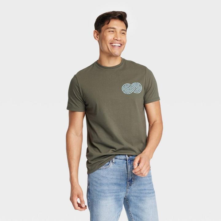 Men's Standard Fit Lightweight Crew Neck Short Sleeve T-shirt - Goodfellow & Co Forest Green