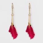 Open Geometric Drop With Fanned Thread Earrings - A New Day Fuchsia (pink)
