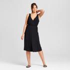Women's Knit Wrap Dress - A New Day Black