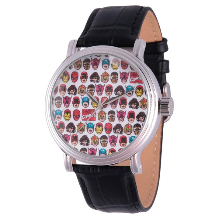 Men's Marvel Comics Silver Alloy Vintage Watch - Black