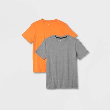 Boys' 2pk Core Short Sleeve T-shirt - All In Motion Black/orange