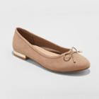Women's Annalyn Microsuede Bow Ballet Flats - A New Day Taupe (brown)