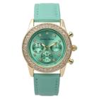 Women's Journee Collection Rhinestone Accented Round Face Patent Leather Strap Watch -