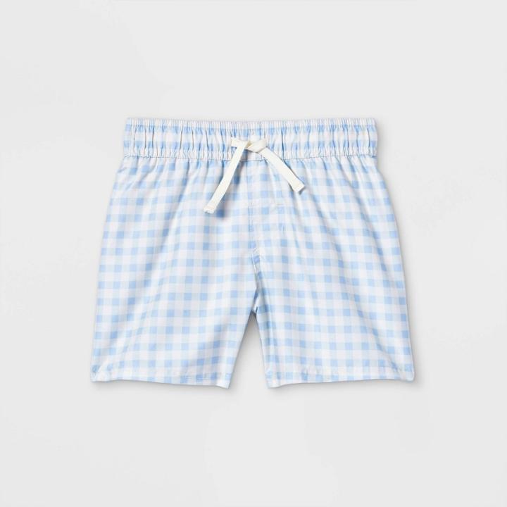 Toddler Boys' Gingham Swim Shorts - Cat & Jack Blue