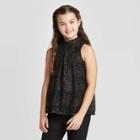 Girls' Lace Mock Neck Tank Top - Art Class Black