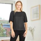 Women's Jacquard Short Sleeve Woven T-shirt - A New Day Black