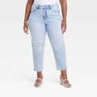 Women's High-rise Slim Fit Straight Jeans - Ava & Viv Light Blue Denim
