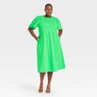 Women's Plus Size Angel Short Sleeve Smocked Knit Dress - Who What Wear Green