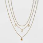 Heart Charm And Simulated Pearl Layer Necklace Set 3pc - Wild Fable Gold