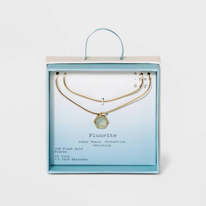 Silver Plated Layered Gold Necklace - A New Day Florite
