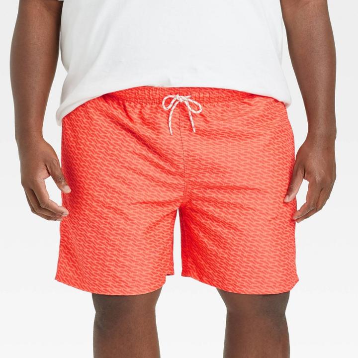 Men's Big & Tall 7 Geo Swim Trunks - Goodfellow & Co Orange