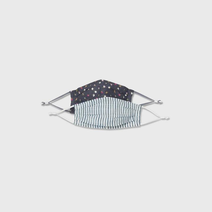 Kids' 2pk Ditsy Floral Striped Mask - Cat & Jack Navy, Blue