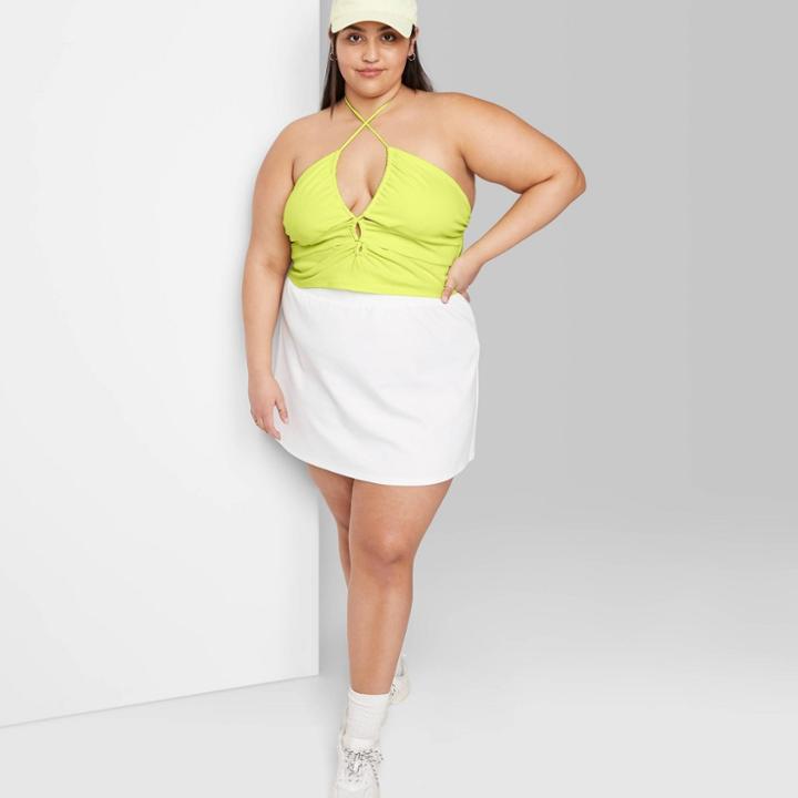 Women's Plus Size Lace-up Front Versatile Tiny Halter Top - Wild Fable