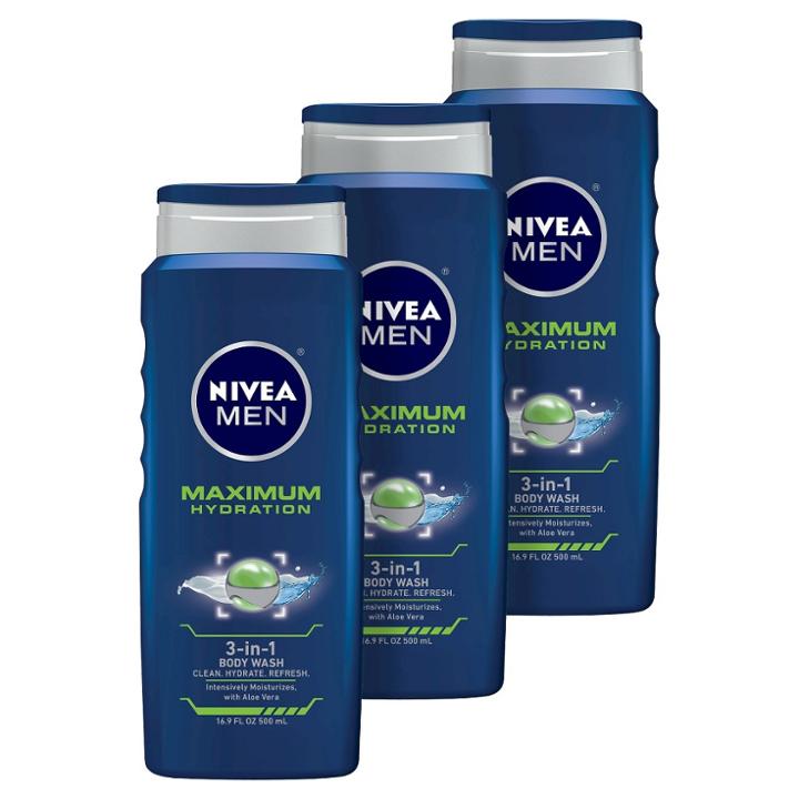Nivea Men Maximum Hydration Aloe Vera 3-in-1 Body Wash - Pack Of