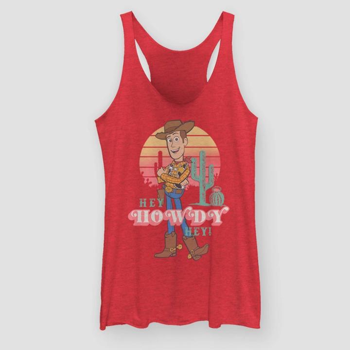 Toy Story Women's Woody Hey Howdy Tank Top (juniors') - Red Heather