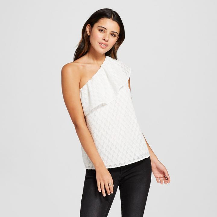 Eclair Women's One Shoulder Ruffle Blouse - Clair White