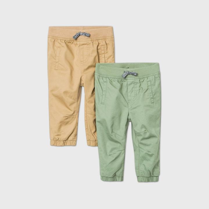 Baby Boys' 2pk Woven Chino Pants - Cat & Jack Green/khaki Newborn