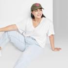 Women's Plus Size Short Sleeve Relaxed Fit V-neck Cropped T-shirt - Wild Fable White