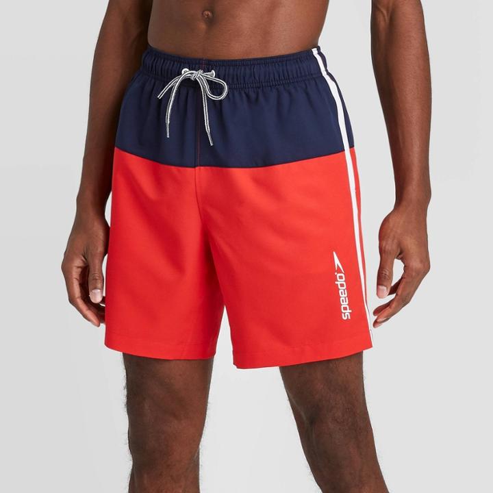 Speedo Men's 8 Colorblock Swim Shorts - Navy/red